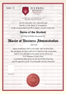 D.Y. Patil Online MBA in E-commerce & Retail Management Sample Degree