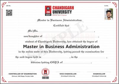 Chandigarh University Sample Degree